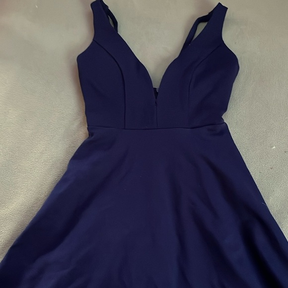 Love Galore Navy Blue Strappy Sleeveless Skater Dress - Picture 4 of 7